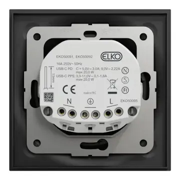 Vägguttag Elko One USB 1-vägs Jordat med Snabbanslutning