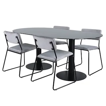 Matgrupp Venture Home Oslo med 4 Kungshamn Stolar Sammet