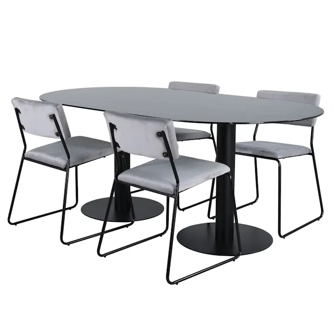 Matgrupp Venture Home Oslo med 4 Kungshamn Stolar Sammet