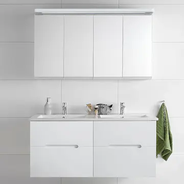 Möbelpaket Hafa Sun Vit Matt Spegelskåp Dubbel