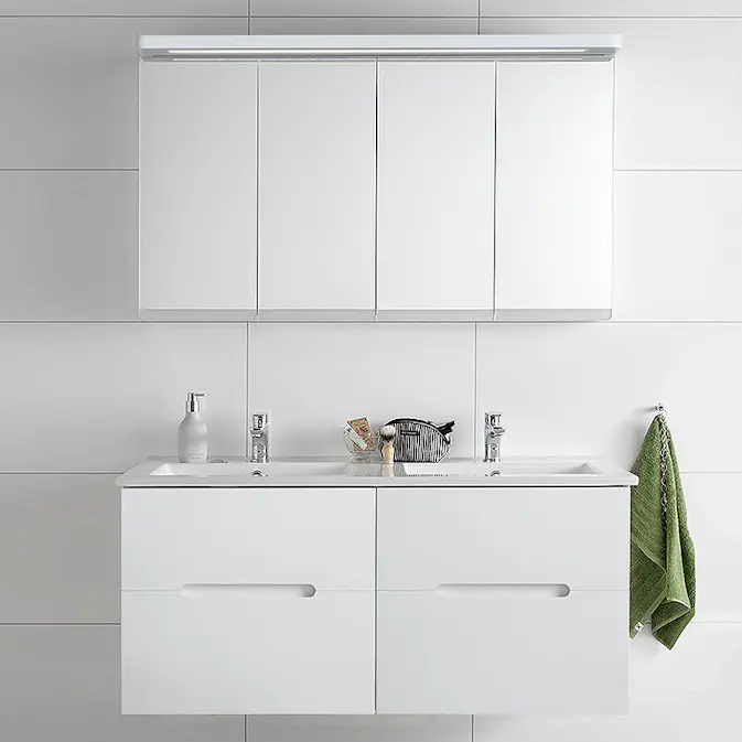 Möbelpaket Hafa Sun Vit Matt Spegelskåp Dubbel
