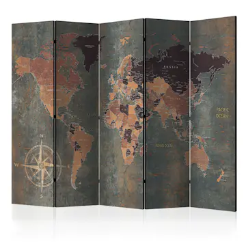 Rumsavdelare Skärmvägg Arkiio Map in Browns and Greys 225x172 cm