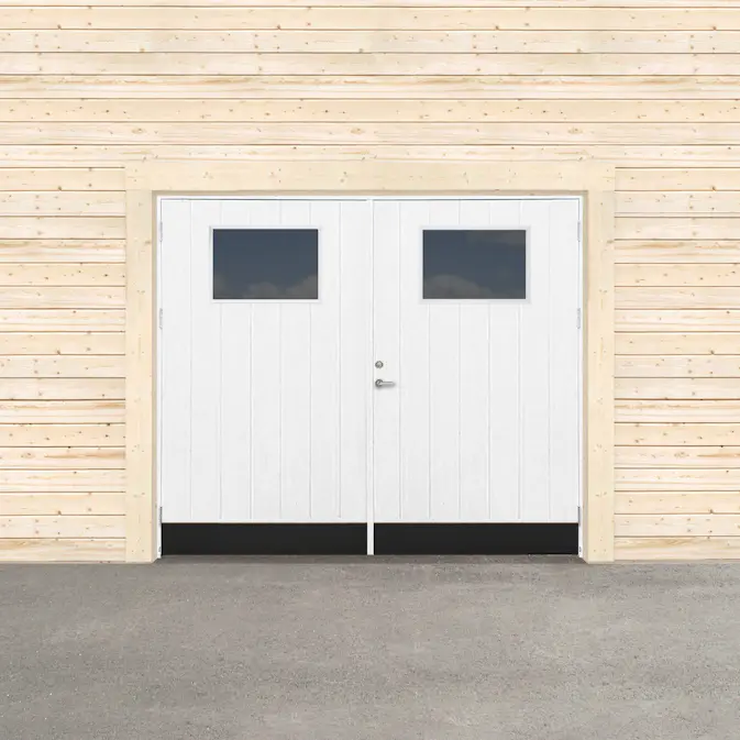 Garageport Sveadörren Varm Glasfönster Grundmålad