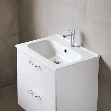 Möbelpaket Vedum Free 615 Compact Maja med Tvättställ och LED-Spegel Säven Vit