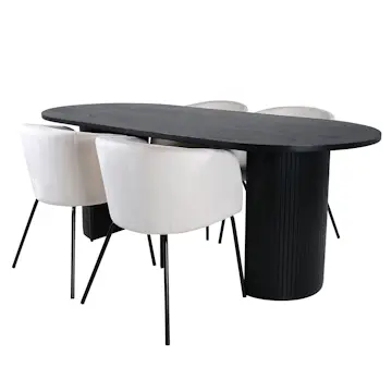 Matgrupp Venture Home Bianca Svart med 4 Bergen Stolar