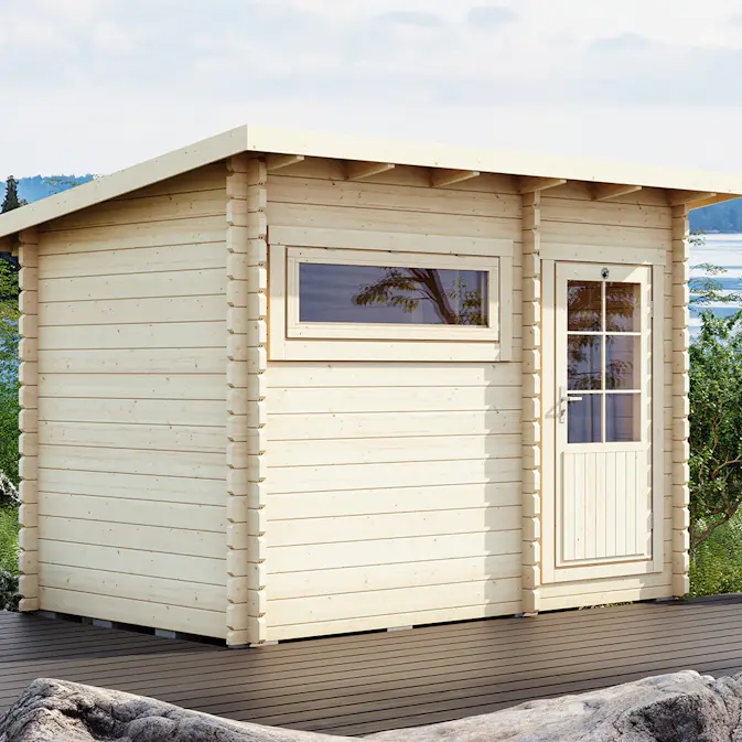 Bastu Luoman Lillevilla Palovesi 6,6 m² Fristående Utebastu med Pulpettak