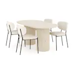 Matgrupp Andrarum Uppveda Ovalt Travertin Matbord 180 cm med 4Gemmiano Matstol