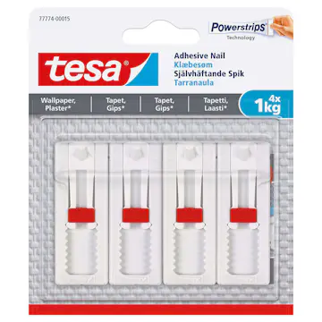 Självhäftande Spik Tesa Justerbar Tapet 4 st 1 kg