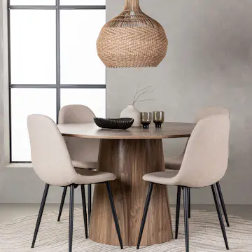 Matgrupp Venture Home Lanzo Runt Matbord Ø120 cm & 4 Polar Stolar i Boucle