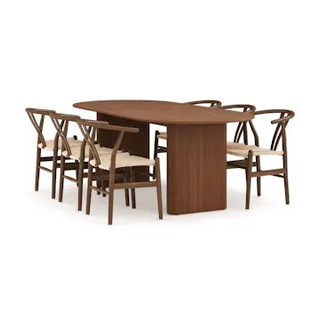 Matgrupp Bark Noira Ovalt Matbord 220 cm med 6Dastoori Matstol