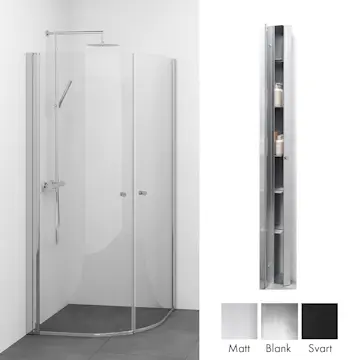 Duschpaket Macro Design Spirit Duschhörn Rund med Sky Duschhylla