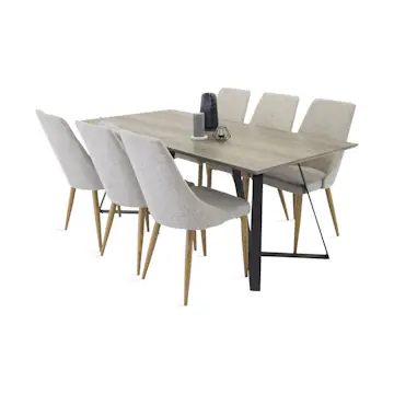 Matgrupp Basic Home Malvina Rektangulärt Matbord 180 cm med 6 Ludvig Matstol