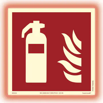 Skylt Systemtext Brandsläckare 200x200 mm Aluminium Supernova+
