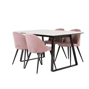 Matgrupp Venture Home Estelle 140 med 4 Valentina Stolar Sammet