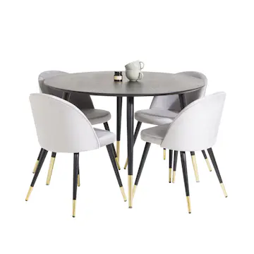 Matgrupp Venture Home Dipp med 4 Velvet stolar Runt