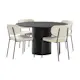 Matgrupp Bark Kopparbo Runt Matbord 130 cm med 4 Matstol Gemmiano Brun