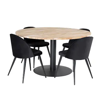 Matgrupp Venture Home Cirebon med 4 Velvet Stolar