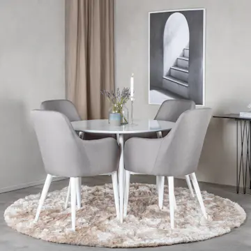 Matgrupp Venture Home Plaza Runt Matbord Ø100 cm & 4 Comfort Stolar