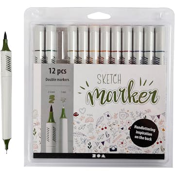 Tusch Creativ Company Sketch Marker Spets 1+2-5 mm 12 st