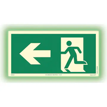 Skylt Systemtext Utrymning Pil Vänster Aluminium Supernova+