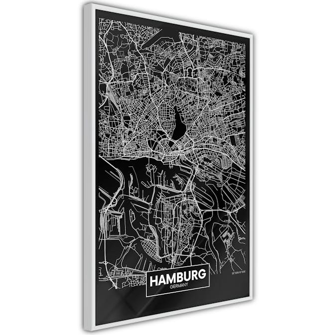 Poster Artgeist Affisch Dark Map of Hamburg