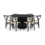 Matgrupp Bark Kopparbo Runt Matbord 150 cm med 6 Dastoori Matstol