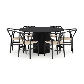 Matgrupp Bark Kopparbo Runt Matbord 150 cm med 6 Dastoori Matstol