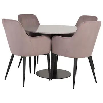 Matgrupp Venture Home Roxanna Grå Bord med 4 Corina Stolar