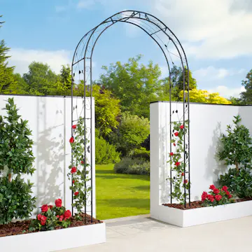 Rosenbåge Hortus Svart Metall Trädgårdsportal för Klätterväxter