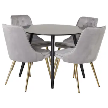 Matgrupp Venture Home Plake med 4 Vera Stolar Sammet Runt