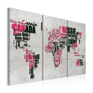 Tavla Arkiio Karta Över Världen Franska Triptych