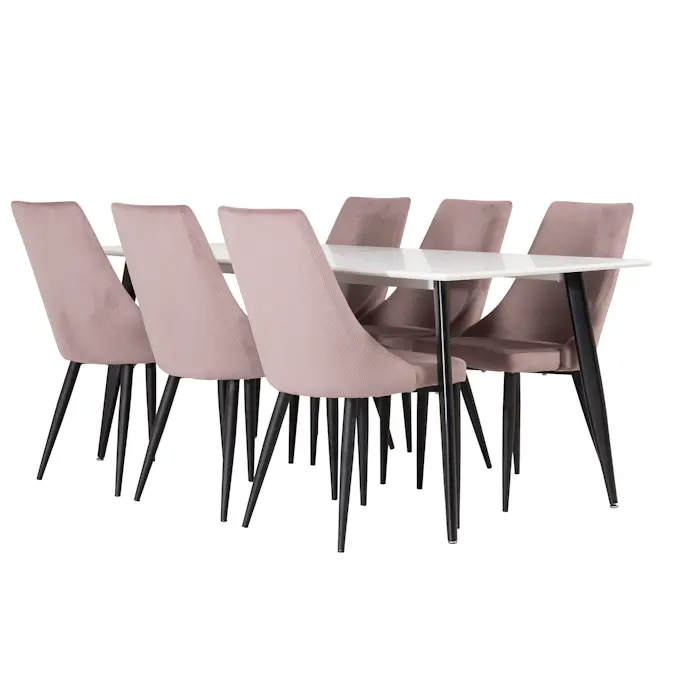 Matgrupp Venture Home Pobbie med 6 Laura Stolar Svarta Ben