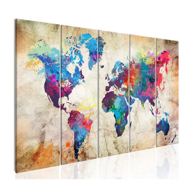 Tavla Arkiio World Map Colourful Ink Blots