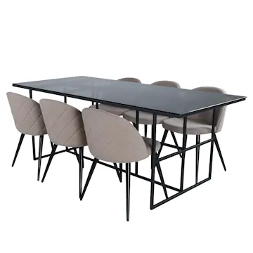 Matgrupp Venture Home Lund med 6 Valentina Stitcthes Stolar Polyester