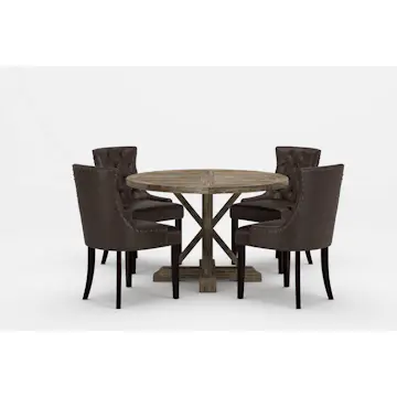 Matgrupp Bloomington Lyon Runt Matbord 120-160 cm Förlängningsbartt med 4 Tuva Matstol