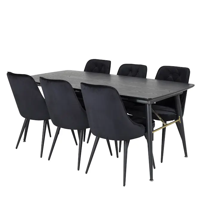 Matgrupp Venture Home Gold med 6 Velvet Deluxe Stolar