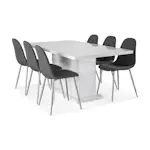 Matgrupp Concept 55 Ratliff Rektangulärt Matbord 180-220 cm Förlängningsbart med 6 Nibe Matstol