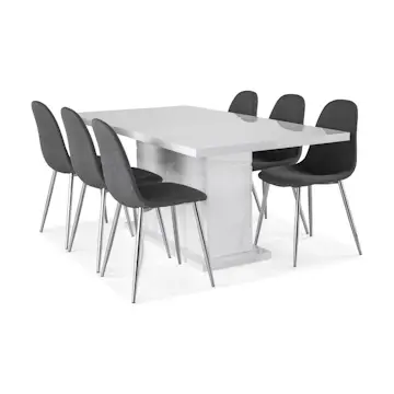 Matgrupp Concept 55 Ratliff Rektangulärt Matbord 180-220 cm Förlängningsbart med 6 Nibe Matstol