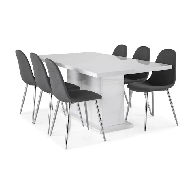 Matgrupp Concept 55 Ratliff Rektangulärt Matbord 180-220 cm Förlängningsbart med 6 Nibe Matstol