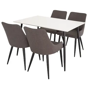 Matgrupp Venture Home Pobbie med 4 Plake Stolar Svart