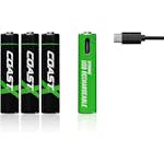 Batteri Coast Uppladdningsbara AAA 1,5V 750 mAh 4-pack inkl Laddningskabel