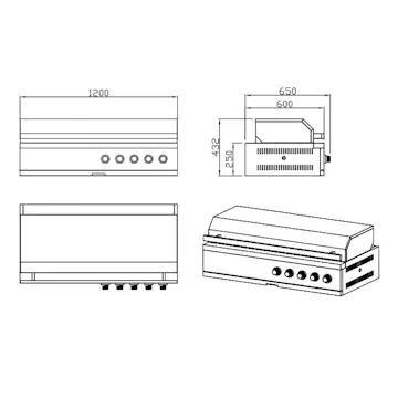 Gasolgrill Myoutdoorkitchen 5 brännare och Sidobrännare