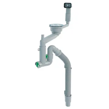 Vattenlås DecoSteel Enkel med Korgventil för Diskho & Köksvask