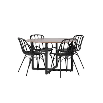 Matgrupp Venture Home Durango Ø 120 cm med 4 Dyrön Stolar