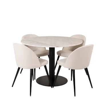 Matgrupp Venture Home Estelle Rund Rund med 4 Valentina Stolar