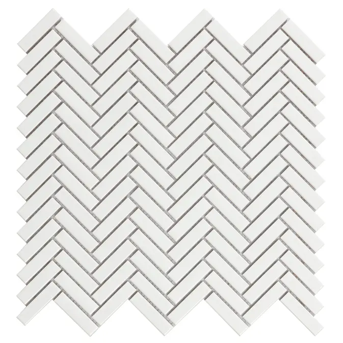 Mosaik Lhådös Fishbone White Glossy cm