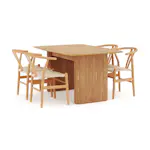 Matgrupp Bark Nixrai Rektangulärt Matbord 140 cm med 4Datoori Matstol