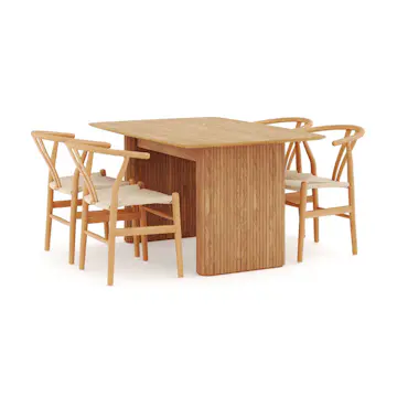 Matgrupp Bark Nixrai Rektangulärt Matbord 140 cm med 4Datoori Matstol