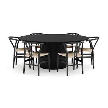 Matgrupp Bark Kopparbo Runt Matbord 180 cm med 6Dastoori Matstol