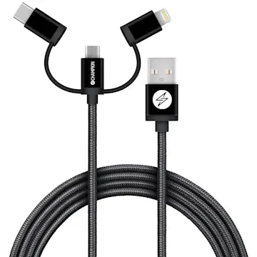 USB-A Champion till Lightning, USB-C och Micro-USB 1,5m Svart